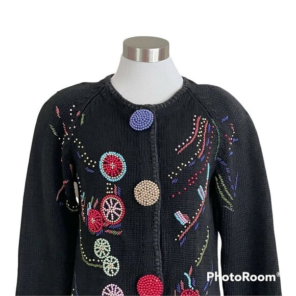 Vintage 80's Womens New Wave Beaded Cardigan - Picture 3 of 7